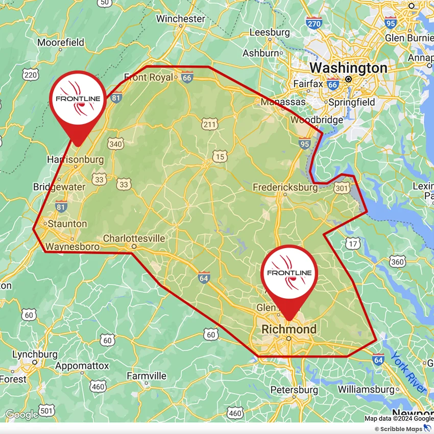 frontline-pest-control-maps-harrisonburg-richmond-va