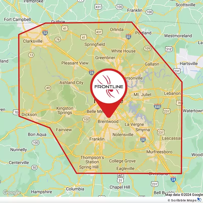 frontline-pest-control-service-area-map-brentwood-tn