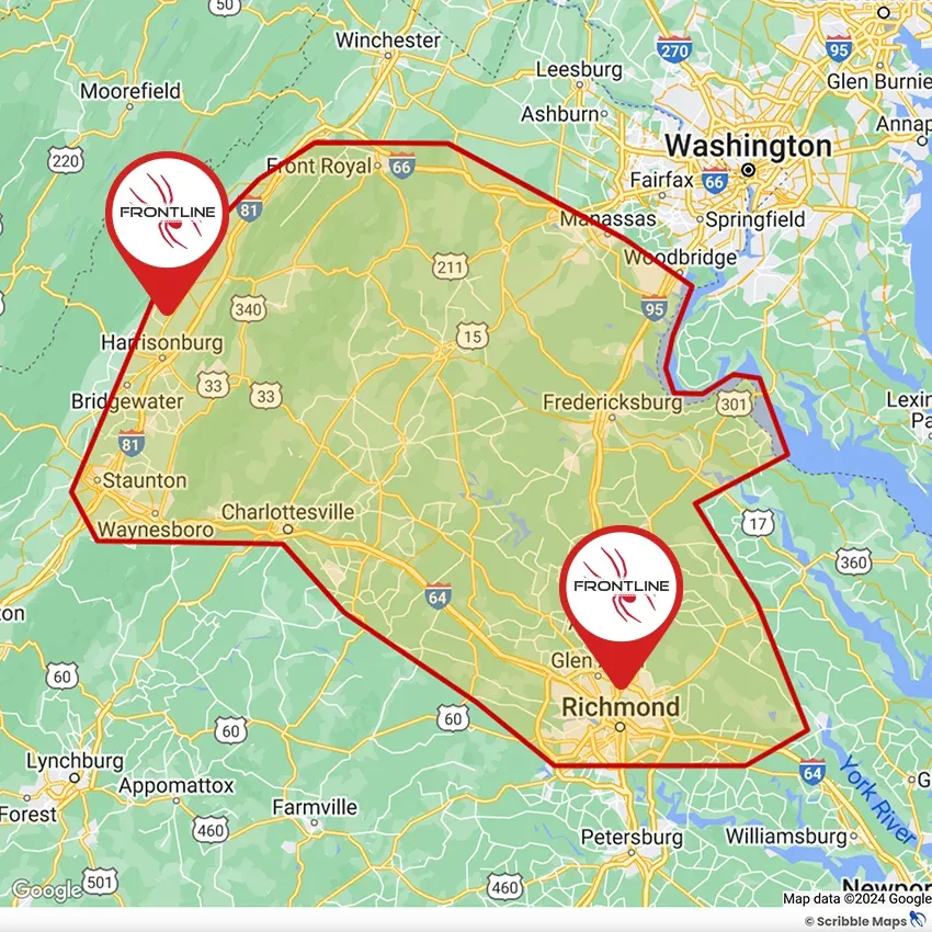 frontline-pest-control-maps-harrisonburg-richmond-va